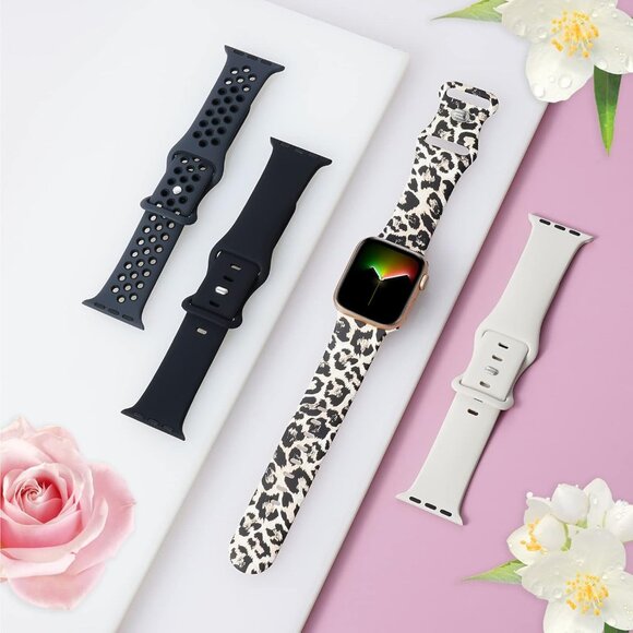 4 Pack Apple Watch Silicone Bands Compatible with 44mm 45mm 49mm Case - Picture 2 of 3